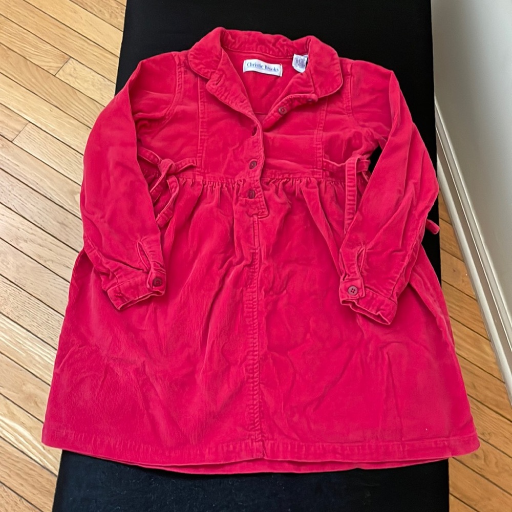 Girls Red Corduroy Dress Size 5/6 Medium